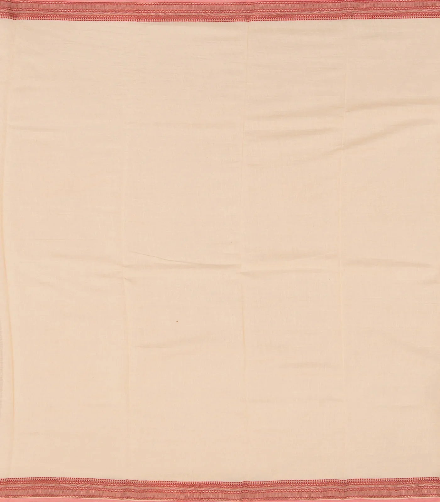 Off White Handwoven Chanderi Cotton Saree With Flower Motifs & Pink Border-Off White