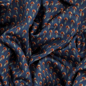 Blue Woven Chanderi Cotton Printed Saree With Paisley Motifs-Blue