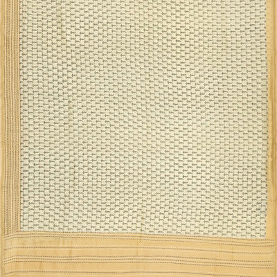 Cream Handloom Chanderi Cotton Saree With Printed Mango Motifs-Cream
