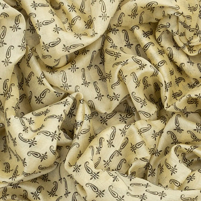 Cream Handloom Chanderi Cotton Saree With Printed Mango Motifs-Cream