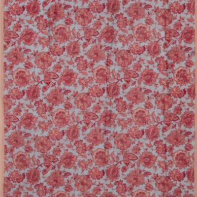 Grey Handloom Chanderi Cotton Saree With Printed Floral Motifs-Grey