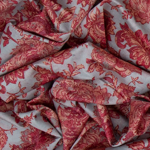 Grey Handloom Chanderi Cotton Saree With Printed Floral Motifs-Grey