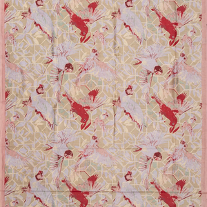 Dusty Pink Handloom Chanderi Cotton Saree With Printed Bird Motifs-Dusty Pink