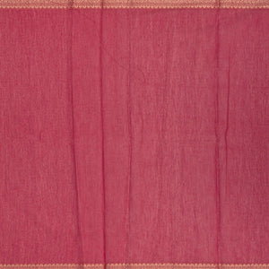 Beige Woven Chanderi Cotton Saree With Peach Floral Vine Motifs-Beige