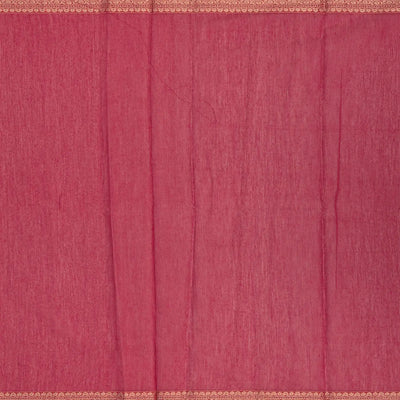 Beige Woven Chanderi Cotton Saree With Peach Floral Vine Motifs-Beige