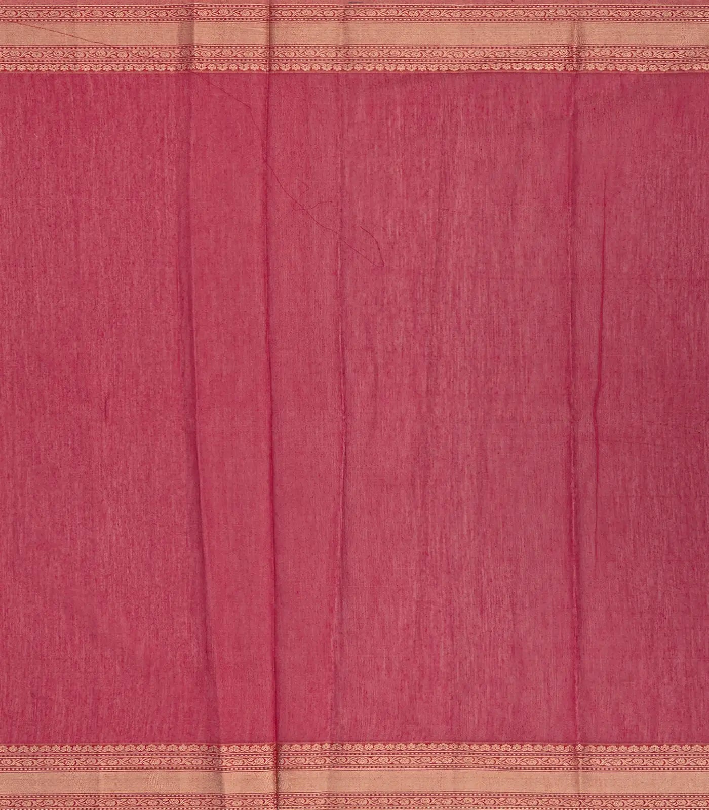 Beige Woven Chanderi Cotton Saree With Peach Floral Vine Motifs-Beige