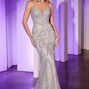 Beaded Strapless Mermaid Dress by Ladivine CC0688