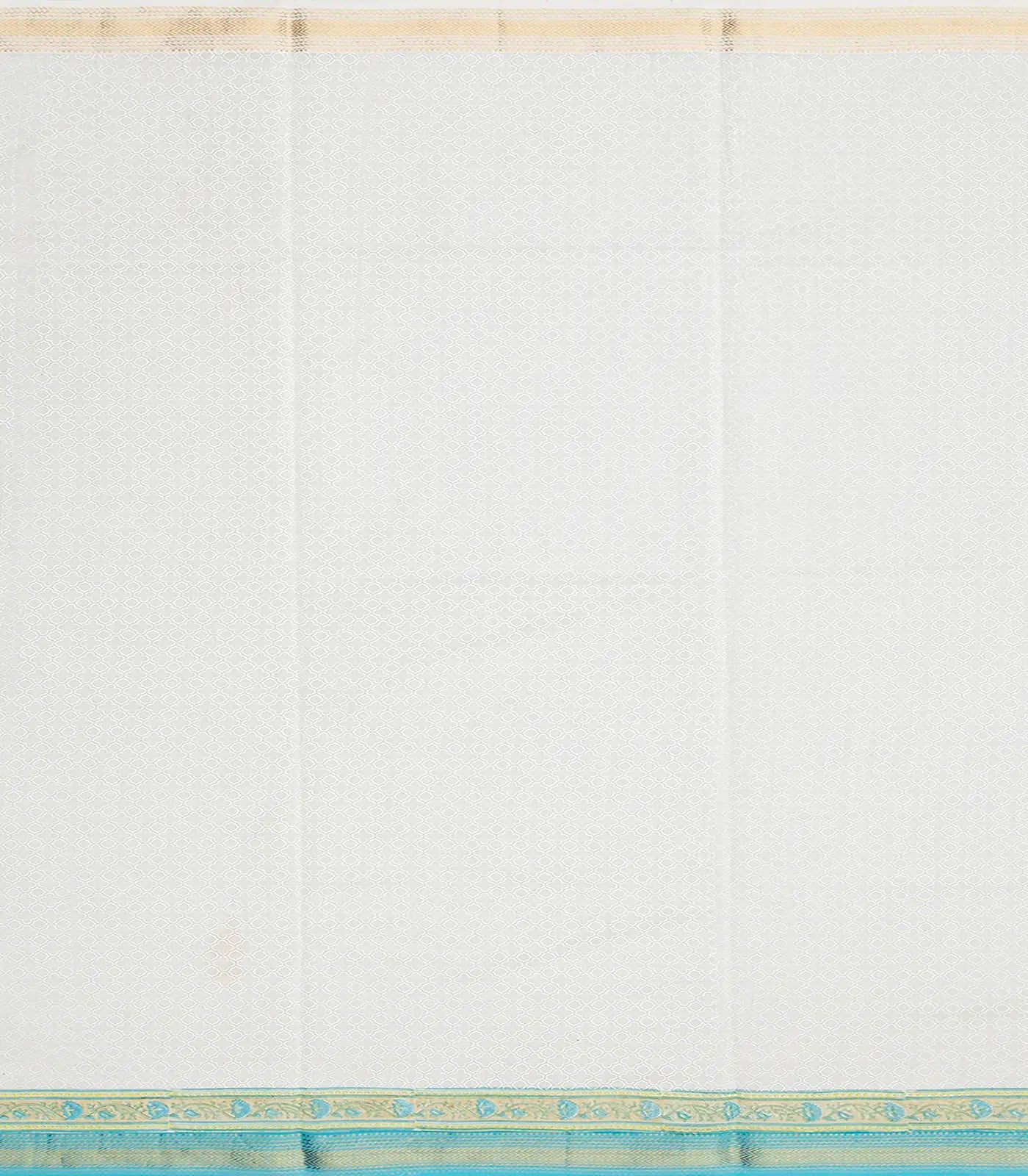 Off White Handloom Chanderi Cotton Saree With Printed Floral Motifs-Off White