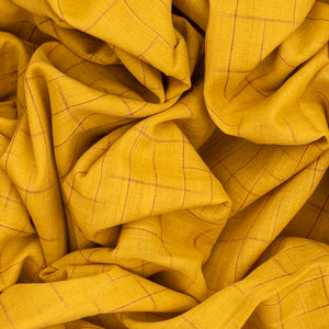 Yellow Chanderi Cotton Saree With Checks-Yellow