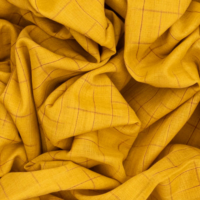 Yellow Chanderi Cotton Saree With Checks-Yellow