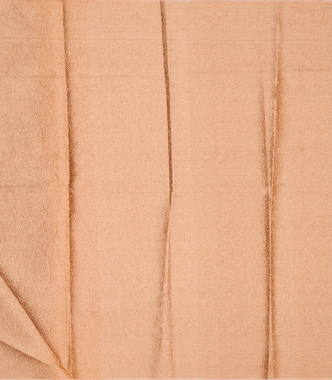 Light Peach Chanderi Cotton Saree With Zari Border-Light Peach