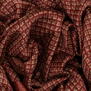 Red Chanderi Cotton Saree Printed With Floral Motifs-Red