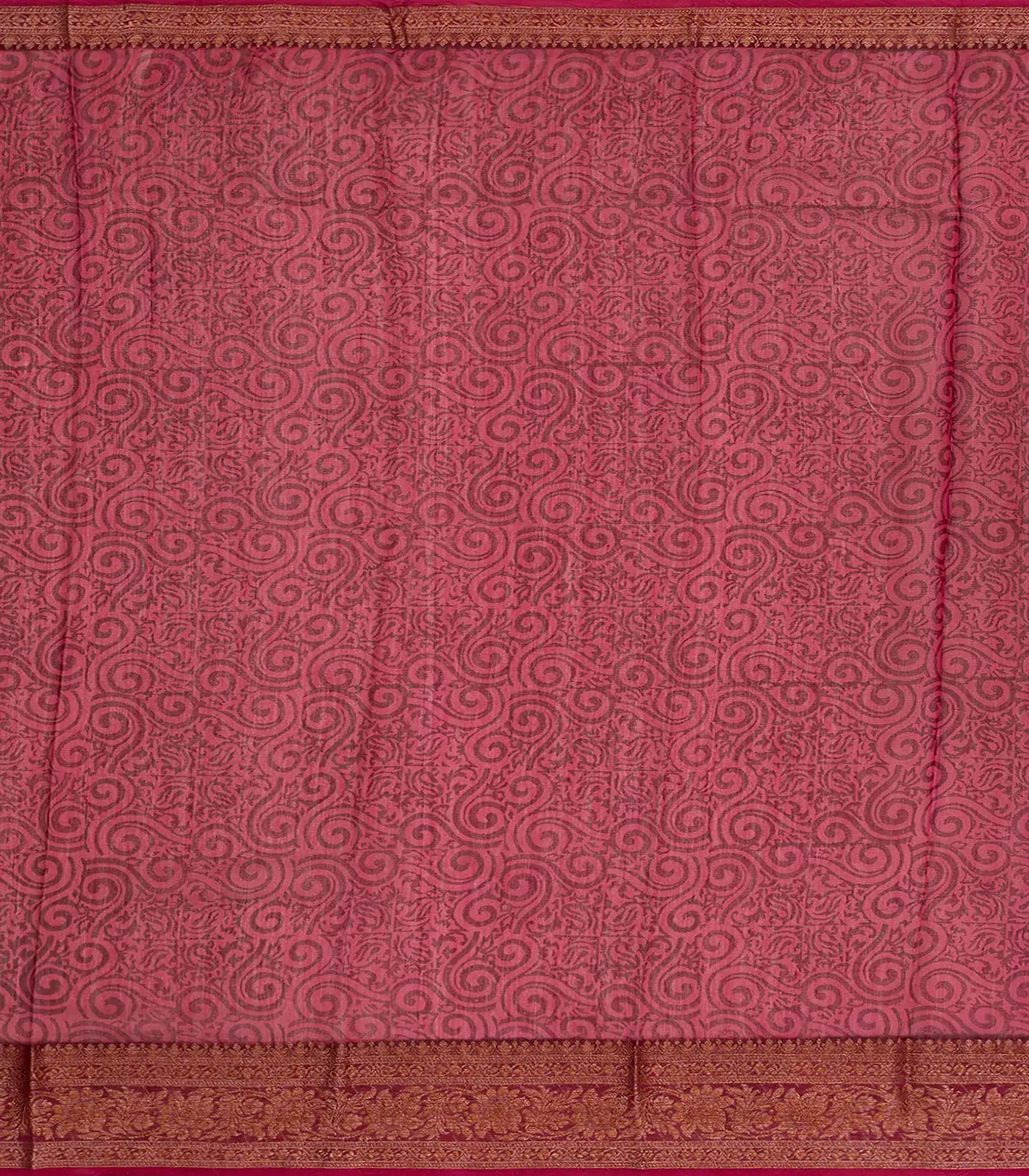 Violet Chanderi Cotton Saree Printed With Floral Motifs-Violet