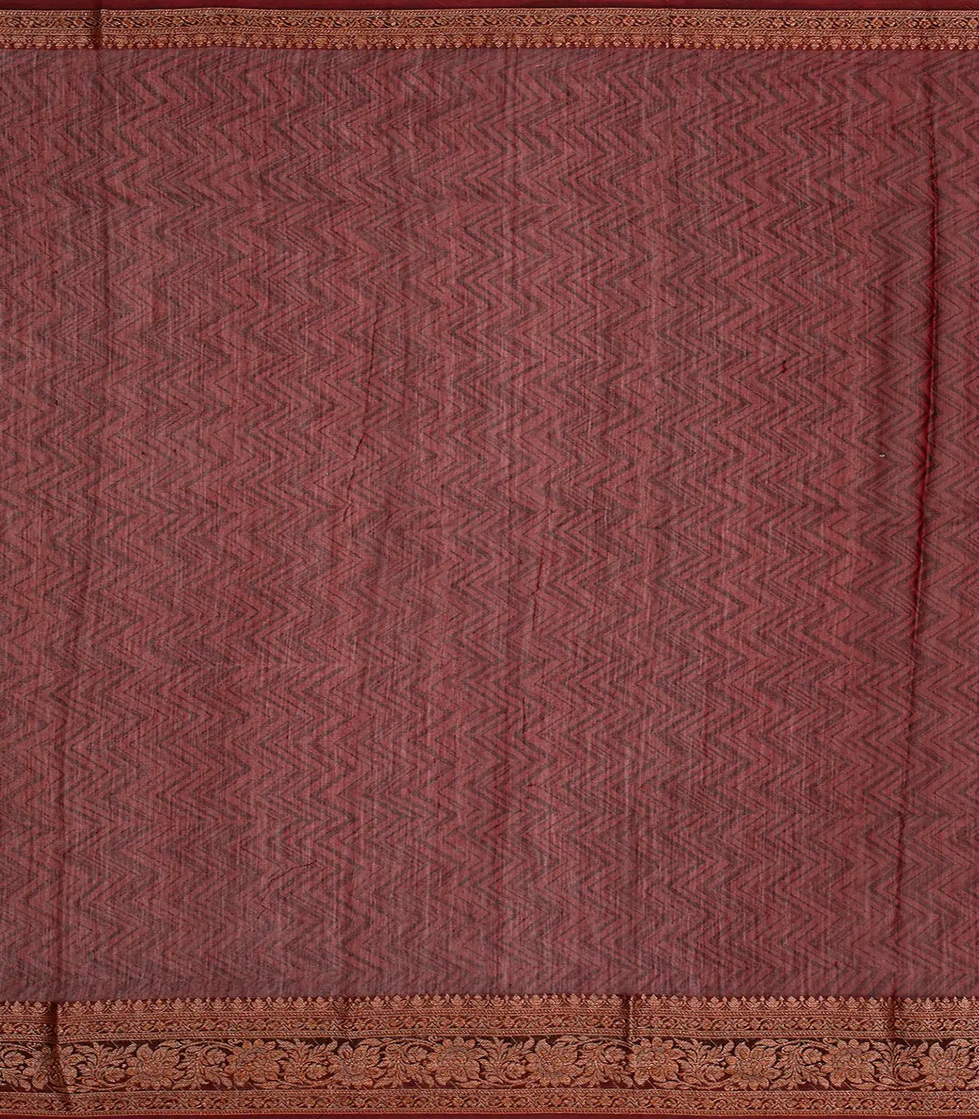 Maroon Chanderi Cotton Saree Printed With Floral Motifs-Maroon