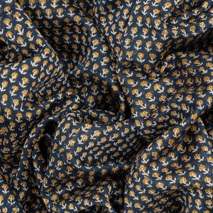 Dark Grey Chanderi Cotton Saree Printed With Floral Motifs-Dark Grey