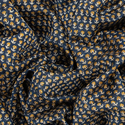 Dark Grey Chanderi Cotton Saree Printed With Floral Motifs-Dark Grey