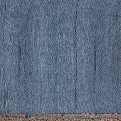 Dark Grey Chanderi Cotton Saree Printed With Floral Motifs-Dark Grey