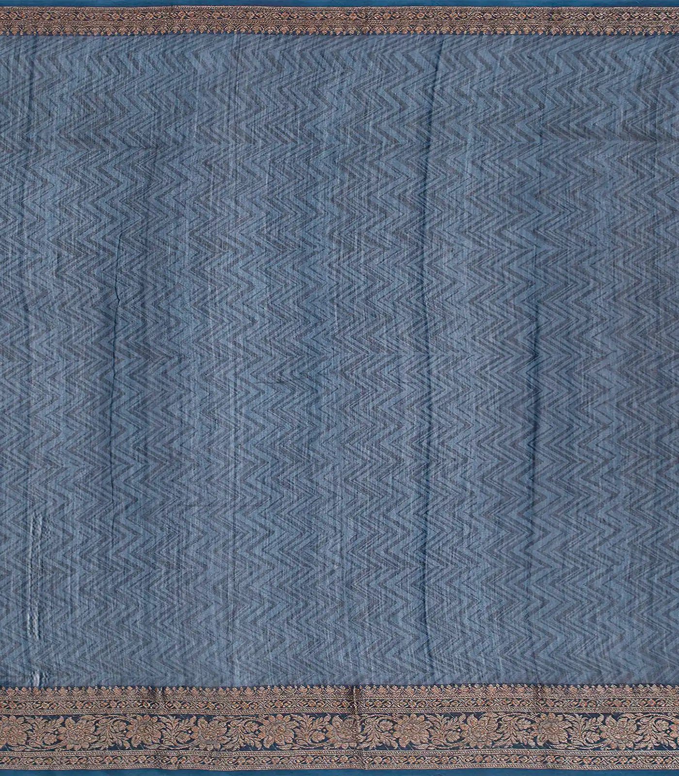 Dark Grey Chanderi Cotton Saree Printed With Floral Motifs-Dark Grey