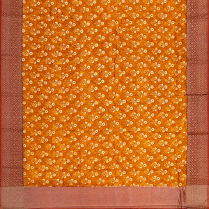 Orange Chanderi Cotton Saree Printed With Floral Motifs-Orange