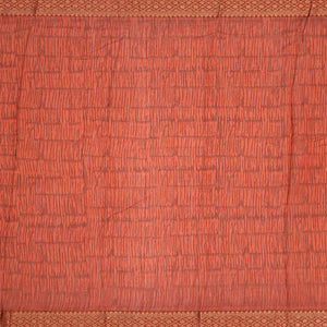 Orange Chanderi Cotton Saree Printed With Floral Motifs-Orange