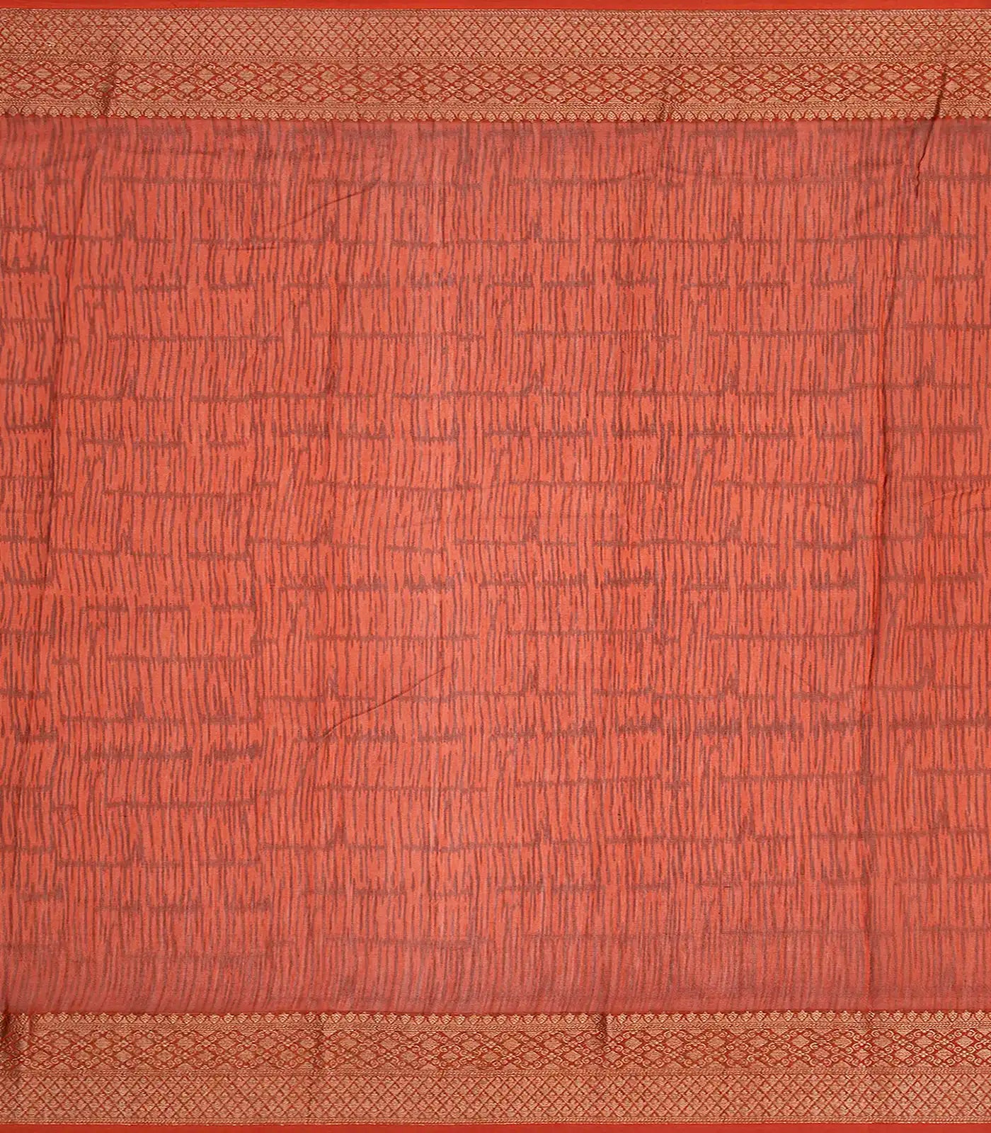 Orange Chanderi Cotton Saree Printed With Floral Motifs-Orange