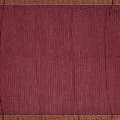 Magenta Chanderi Cotton Saree Printed With Peacock Motifs-Magenta