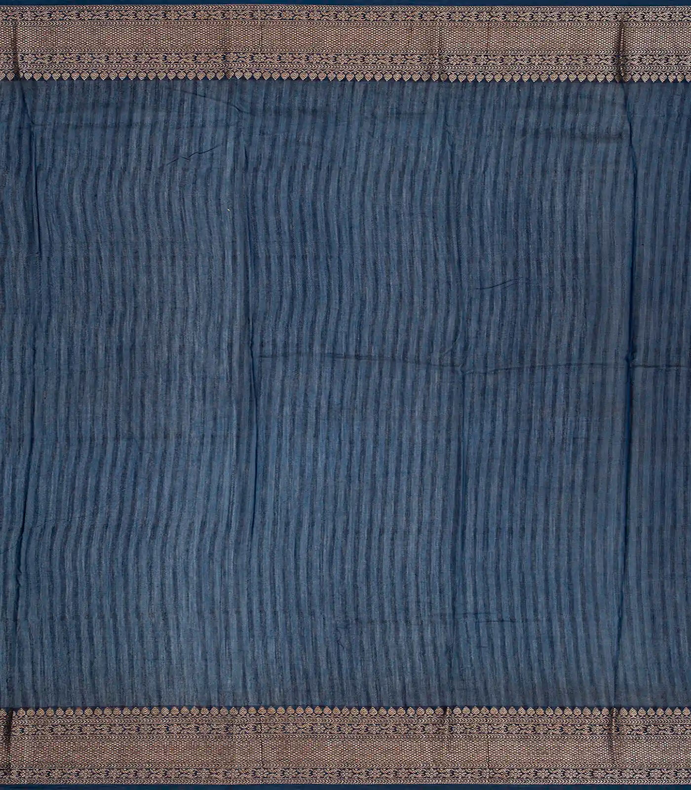 Blue Chanderi Cotton Saree Printed With Peacock Motifs-Blue