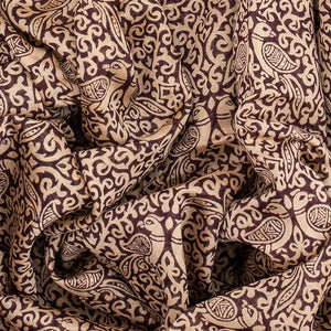 Maroon Chanderi Cotton Saree Printed With Peacock Motifs-Maroon