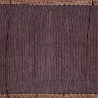 Maroon Chanderi Cotton Saree Printed With Peacock Motifs-Maroon