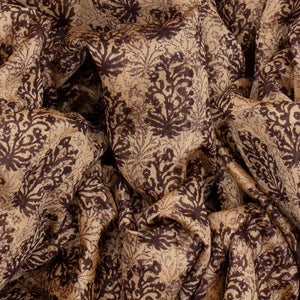 Brown Chanderi Cotton Saree Printed With Floral Motifs -Brown