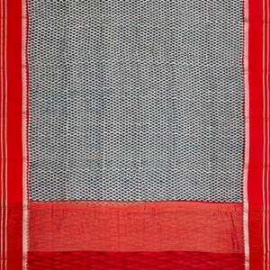 Black Chanderi Cotton Saree With Printed Motifs & Contrast Border-Black