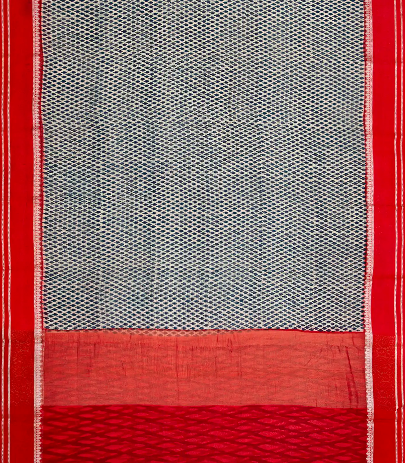 Black Chanderi Cotton Saree With Printed Motifs & Contrast Border-Black