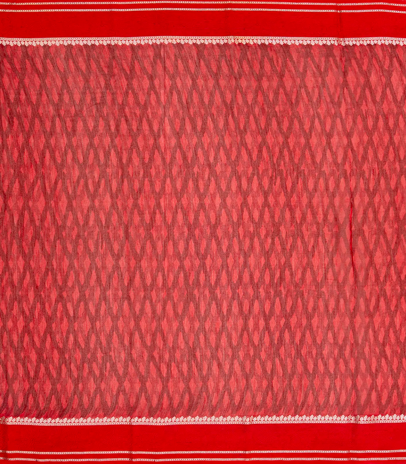 Black Chanderi Cotton Saree With Printed Motifs & Contrast Border-Black