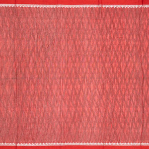 Off White Chanderi Cotton Saree With Printed Motifs & Contrast Border-Off White