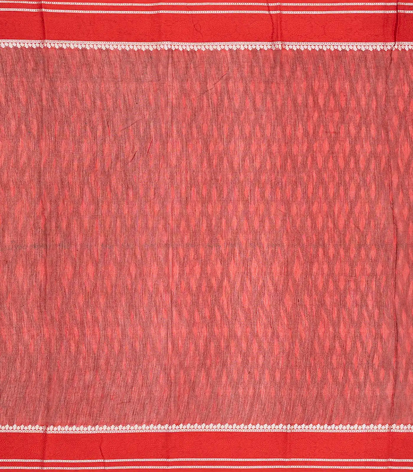 Off White Chanderi Cotton Saree With Printed Motifs & Contrast Border-Off White