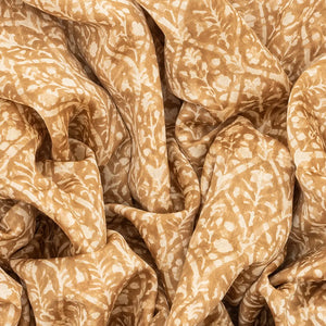 Taupe Chanderi Cotton Saree With Printed Jaal & Contrast Border-Taupe