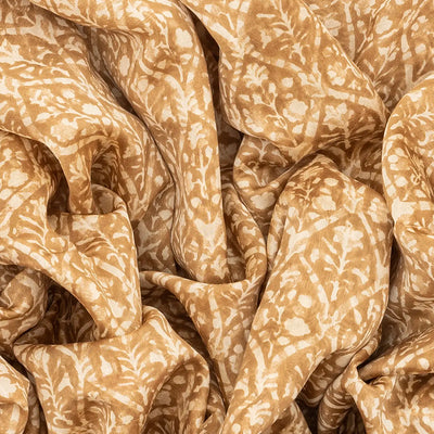 Taupe Chanderi Cotton Saree With Printed Jaal & Contrast Border-Taupe