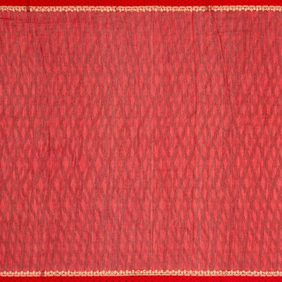 Black Chanderi Cotton Saree With Printed Jaal & Contrast Border-Black