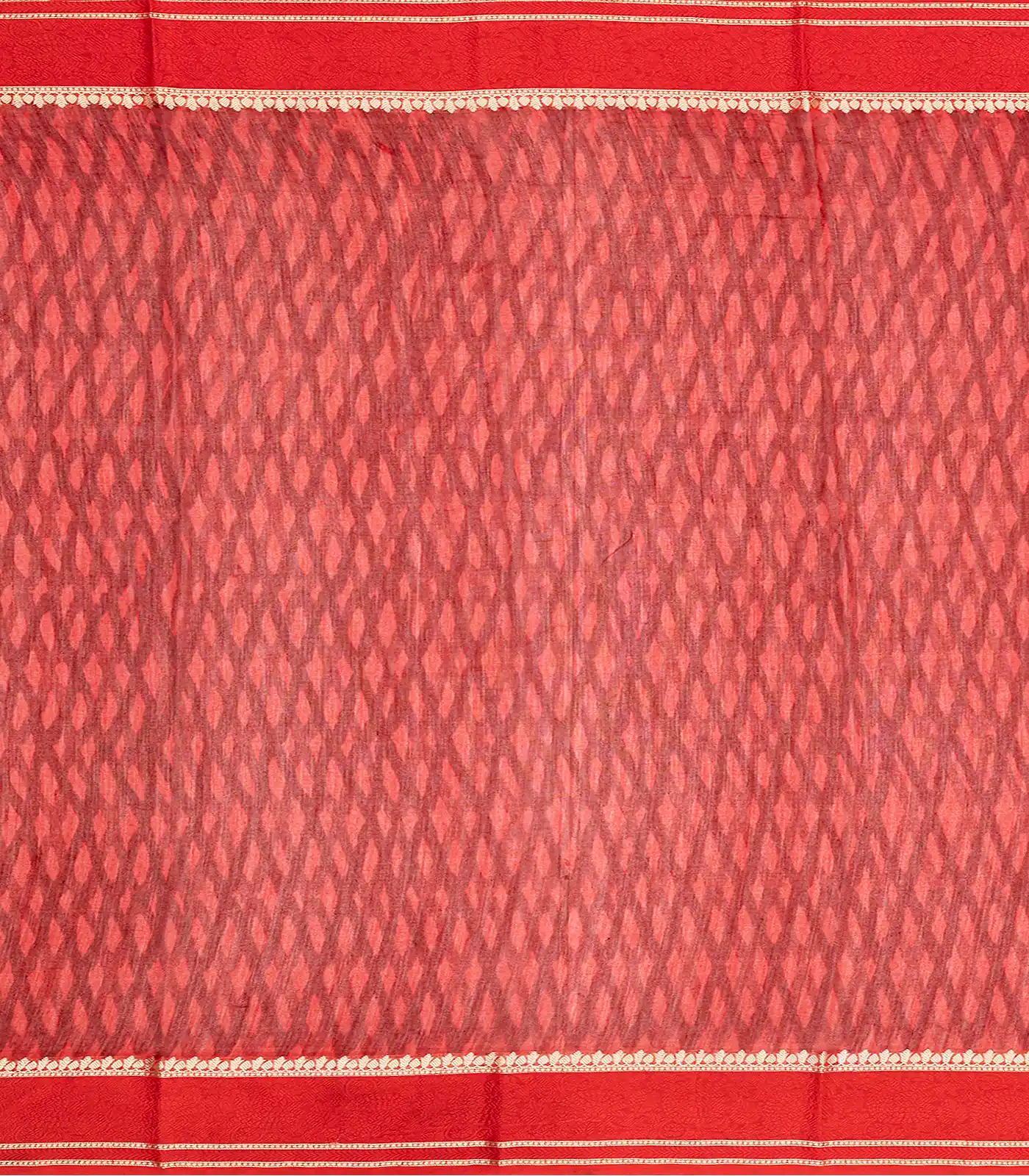 Blue Chanderi Cotton Saree With Printed Jaal & Contrast Border-Blue