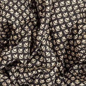 Black Chanderi Cotton Saree With Printed floral Motifs & Contrast Border-Black