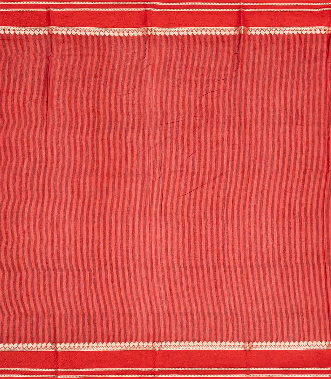 Indo Chanderi Cotton Saree with Screen-printed Floral Motifs in a striking red border