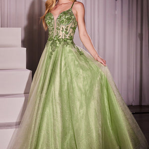 Applique Sleeveless Tulle Gown by Ladivine CC0881