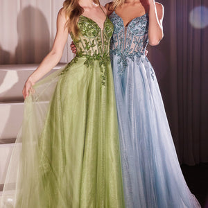 Applique Sleeveless Tulle Gown by Ladivine CC0881