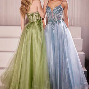 Applique Sleeveless Tulle Gown by Ladivine CC0881