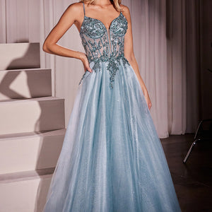 Applique Sleeveless Tulle Gown by Ladivine CC0881