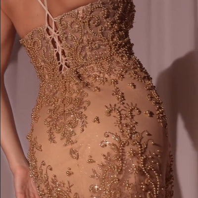 Beaded Sleeveless Mermaid Dress by Ladivine CC2403