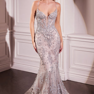 Beaded Sleeveless Mermaid Dress by Ladivine CC2403