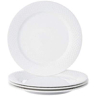 Clay Craft Ceramic Basic Quarter Plate Ripple | White | Set of 4 Pcs
