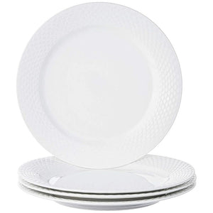 Clay Craft Ceramic Basic Dinner Plate Ripple | White | Set of 4 Pcs