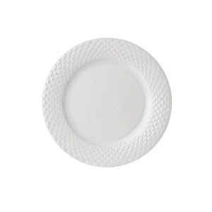 Clay Craft Ceramic Basic Quarter Plate Ripple | White | Set of 4 Pcs